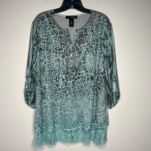 Ali Miles Artsy Lagenlook Tunic Top XL Layered Ruffle Hem Art-to-Wear XL Boho - Picture 1 of 12